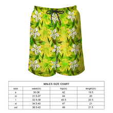 Load image into Gallery viewer, Golden Daisies Green Pattern : Men&#39;s Quick Dry Swim Beach Shorts – Elastic waist – Polyester – Free standard shipping
