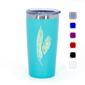 Angelic Feathers : Multicolor Stainless Steel Vacuum -insulated large mug without handle  20 oz - Free standard shipping