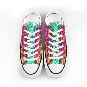 Golden Daisies Magenta : All Star style Unisex Low top Canvas Shoes - Free standard shipping