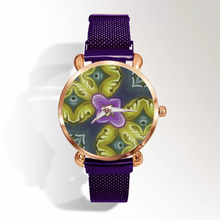 Load image into Gallery viewer, Byzantium Garden: 5 Different colors and designs Quartz Watch metallic bracelet, Magnetic Buckle - Bronze Frame - Many Metallic Bracelet Colors - in premium gift box - 1.3 × 1.3&quot; - Free standard shipping
