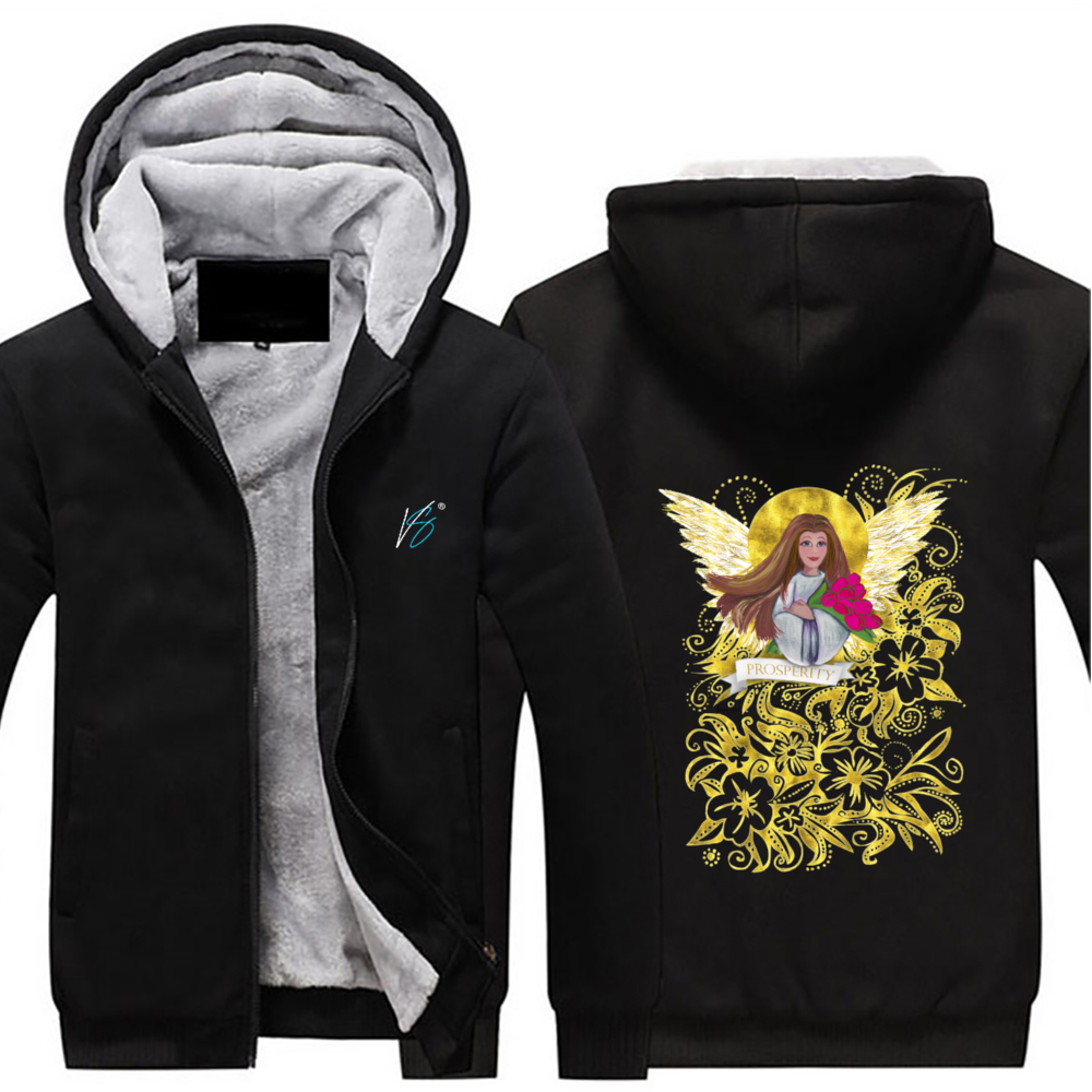 Prosperity Angel : Thick Plush Zippered Hoodie with fur -  Sall to 5XL -  Free standard shipping