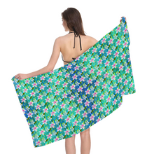 Load image into Gallery viewer, Golden Daisies - Turquoise pattern : Large body towel for Bath and the sea - 35&#39;&#39; x 59&#39;&#39; -  90cm x 150cm  - Free standard shipping
