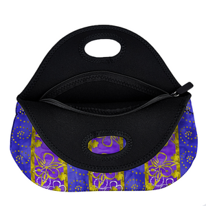 Golden Daisies purple pattern : Insulated Lunch Bag 12" x 11" x 6.3"  -  Free standard shipping