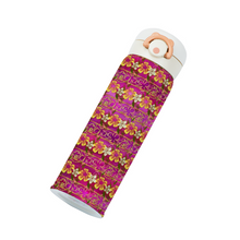 Load image into Gallery viewer, Golden Daisies magenta pattern : Thermal Bottle - 17oz Portable Thermal Bottle with Flip Cap Stainless Steel Bottle - 23cm x 6.6cm (9&quot; x 2.6&quot;)  - Free standard shipping
