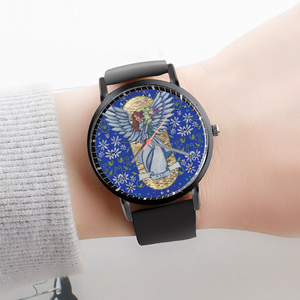 Beauty Angel : Black Plastic Quartz Watch in premium gift box - 1.6 × 1.6" - Free standard shipping