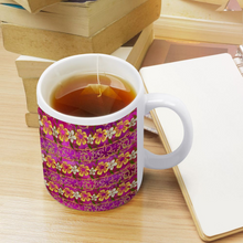 Load image into Gallery viewer, Golden Daisies magenta pattern : Classic mug - 11oz: 3.8” h x 3.2” diameter -  Free standard shipping
