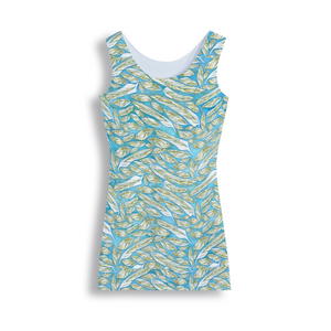 Angelic Feathers  : Tank Mini stretchy Dress - Polyester - Free standard shipping