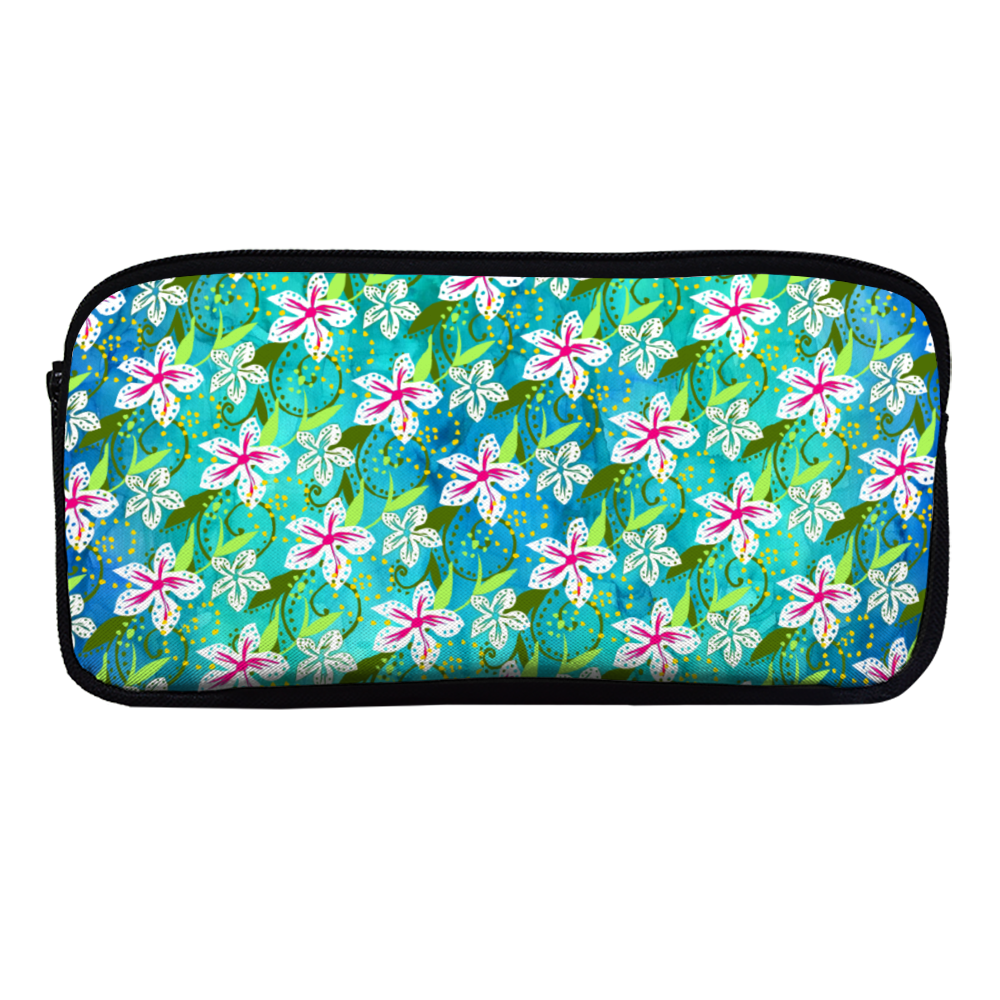 Golden Daisies Turquoise pattern : Pencil Case - 22cm x 12cm x 5cm - 8.7