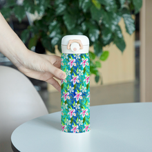 Load image into Gallery viewer, Golden Daisies Turquoise Pattern : Thermal Bottle - 17oz Portable Thermal Bottle with Flip Cap Stainless Steel Bottle - 23cm x 6.6cm (9&quot; x 2.6&quot;)  - Free standard shipping
