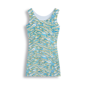 Angelic Feathers  : Tank Mini stretchy Dress - Polyester - Free standard shipping