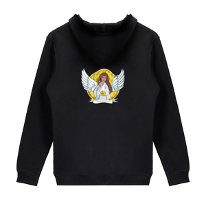 Good Fortune Angel : Unisex Zippered Hoodie Cotton (50%)- Black or White -  Gildan 88600 - XS to 2XL