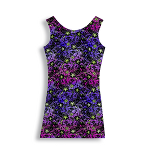 Glowing Flowers : Tank Mini stretchy Dress - pattern2 - Polyester - Free standard shipping