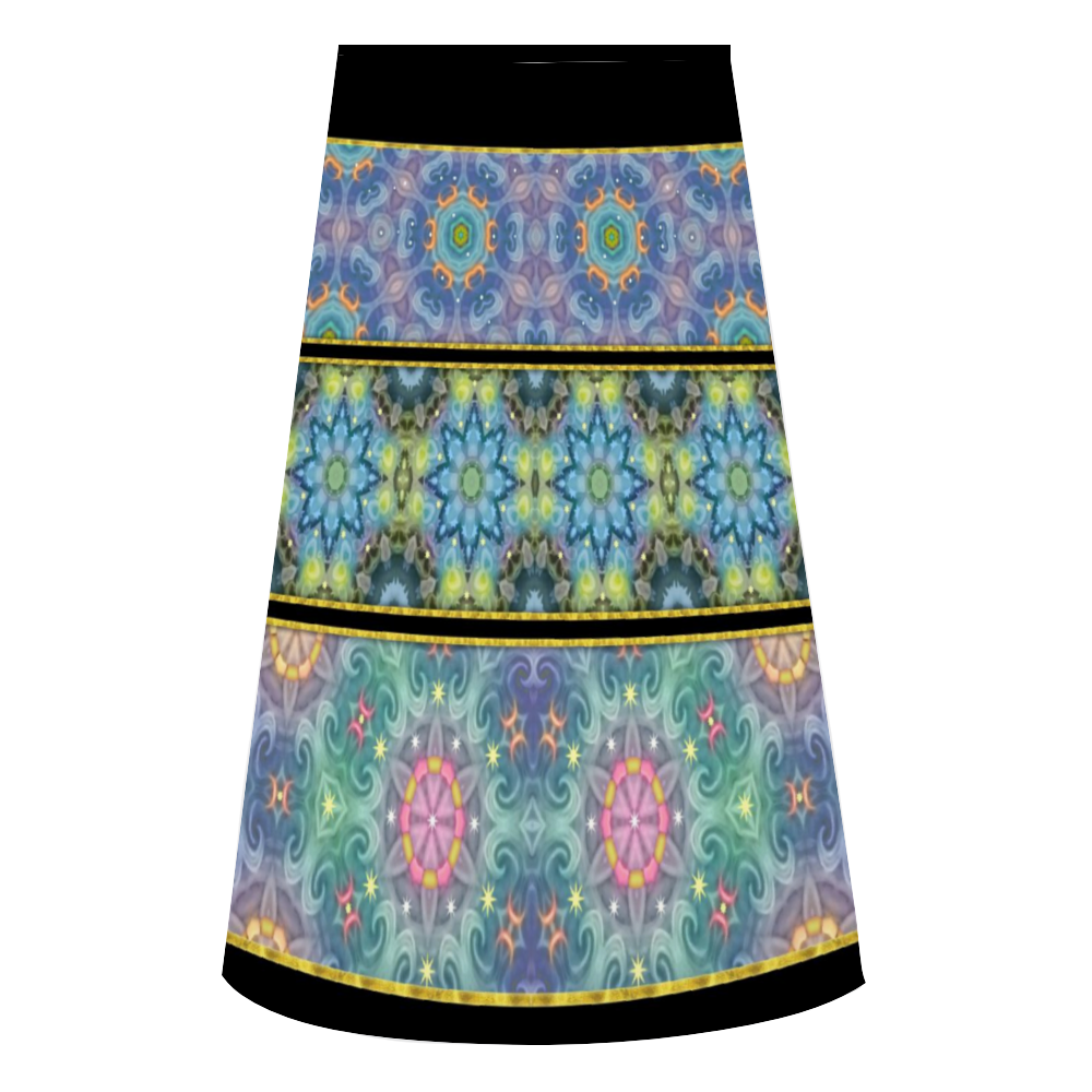 Magic Stardust - Pattern 2 : A-line Midi Skirt - Polyester stretch fabric - Free standard shipping