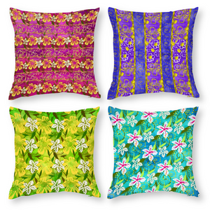 Golden Daisies : Set of 4 Pieces Square Cotton pillow case - 1 Side Printing - One side print  - 8 different sizes- Free standard shipping