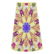 Load image into Gallery viewer, Byzantium Garden: Golden sun eddition A-line Midi Skirt - Polyester stretch fabric - Free standard shipping
