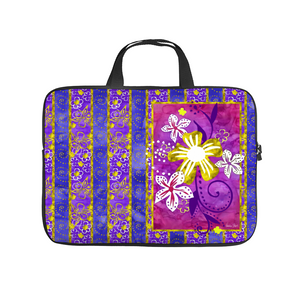 Golden Daisies Purple pattern : Briefcase for laptop with handles - 17’’  -  Free standard shipping