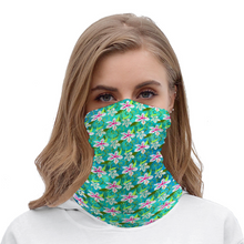 Load image into Gallery viewer, Golden Daisies Turquoise pattern : Bandana -Face cover,  Multi-Function Headband for Adults - 50cm x 25cm / 19.6&#39;&#39; x 9.8&#39;&#39; - Free standard shipping
