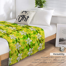 Load image into Gallery viewer, Golden Daisies Green Pattern : Thin Flannel Blanket - single sided print – 4 Sizes 60’’x80, 60’’x50, 40’’x50, 40’’x30  - Free standard shipping
