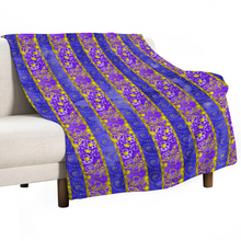 Load image into Gallery viewer, Golden Daisies Purple Pattern : Thin Flannel Blanket - single sided print – 4 Sizes 60’’x80, 60’’x50, 40’’x50, 40’’x30  - Free standard shipping
