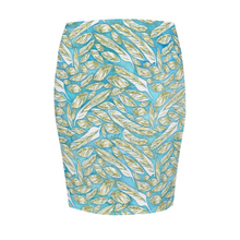 Load image into Gallery viewer, Angelic Feathers : Women All Over Print Elasticated short Waist Pencil Skirt -  Up to 2XL - Free standard shipping
