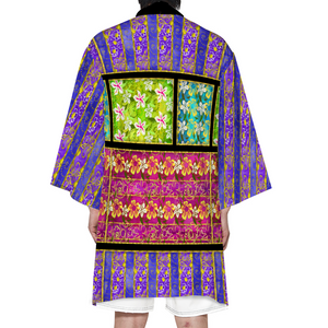 Golden Daisies : Unisex Haori Kimono - indoors and outdoors fashionable jacket – Small up to 8XL - Free standard shipping