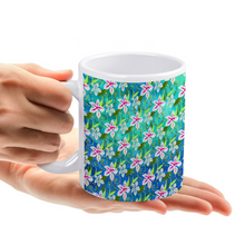 Load image into Gallery viewer, Golden Daisies Turquoise pattern : Classic mug - 11oz: 3.8” h x 3.2” diameter -  Free standard shipping
