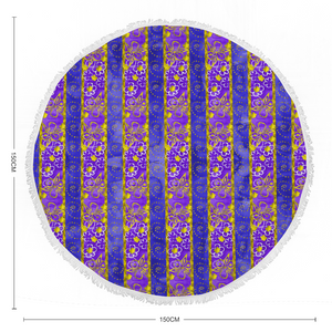 Golden Daisies Purple pattern : Round picnic or beach  Mat - 150cm x 150cm - 59'' x 59'' -  Free standard shipping