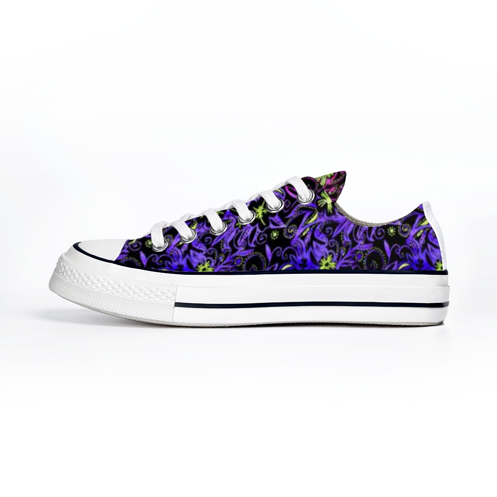 Glowing Flowers : All Star style Unisex Low top Canvas Shoes - Free standard shipping