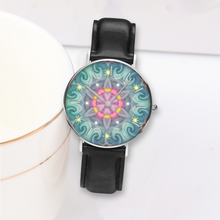 Load image into Gallery viewer, Magic stardust original pattern : Quartz Watch Leather black with Gold or Silver frame - in premium gift box - 1.5 × 1.5&quot; - Free standard shipping
