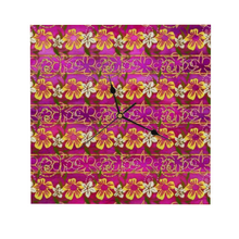 Load image into Gallery viewer, Golden Daisies Magenta pattern : Wooden Wall Clock -  3 different sizes: 11&quot;/12&quot;/15&quot; Square Non-ticking Scaleless - Free standard shipping
