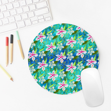 Load image into Gallery viewer, Golden Daisies Turquoise pattern : Round Mouse Pad, Non-Slip Base for Computer -  7.9&quot;X7.9&quot; - 20cm x 20cm  - Free standard shipping
