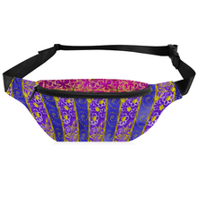 Load image into Gallery viewer, Golden Daisies Purple Magenta pattern : Waist bag Banana style - 36cm x 15cm - 14.2&#39;&#39; x 5.9&#39;&#39; -  Free standard shipping
