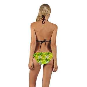 Golden Daisies Green pattern : Women’s two piece Bikini Swimsuit Sexy style - One size M - Free standard shipping