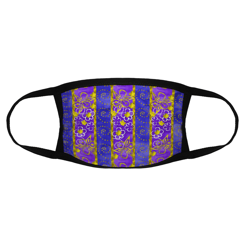 Golden Daisies Purple pattern : Adult Protection mask - Face Cover - 17cm x 13cm - 6.7