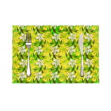 Load image into Gallery viewer, Golden Daisies green pattern : Heat Resistant Placemats  - 11.8&quot; x 17.7&quot; -  30cm x 45cm - 4 Sheets Per Set - Free standard shipping
