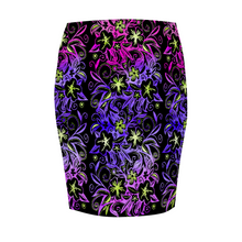 Load image into Gallery viewer, Glowing Flowers : Women All Over Print Elasticated short Waist Pencil Skirt -  Up to 2XL - Free standard shipping hipping
