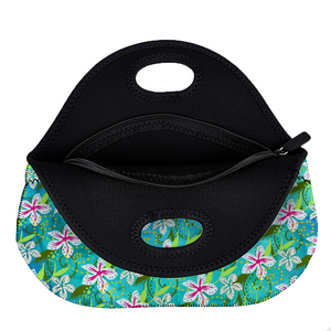 Golden Daisies Turquoise pattern : Insulated Lunch Bag 12" x 11" x 6.3"  -  Free standard shipping