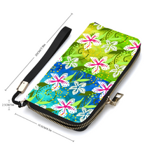 Load image into Gallery viewer, Golden Daisies Turquoise Green pattern : Money purse - 7.9&#39;&#39; x 4.1&#39;&#39; x 1&#39;&#39;- Credit Card Holders - Zipper Wristlet - Free standard shipping
