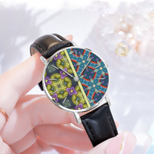 Load image into Gallery viewer, Vassia Sarri Creations, Byzantium Garden Design, Original Art, Watch leather bracelet, quartz
