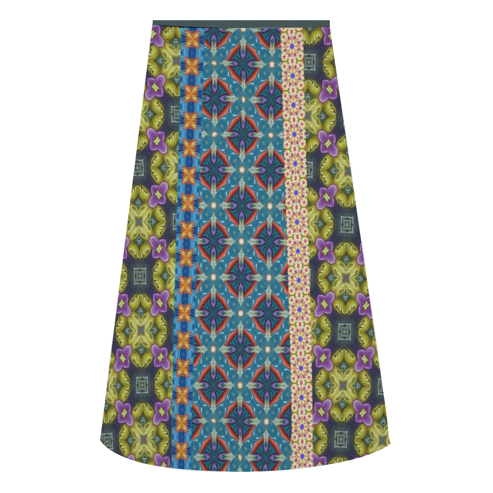 Byzantium Garden: A-line Midi Skirt - Polyester stretch fabric - Free standard shipping