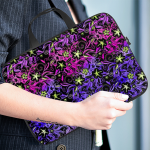 Glowing Flowers : Briefcase for laptop with handles - 17’’  -  Free standard shipping