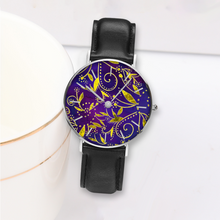 Load image into Gallery viewer, Nightfall Celebration : Quartz Watch Leather black with Gold or Silver frame - in premium gift box - 1.5 × 1.5&quot; - Free standard shipping
