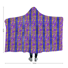 Load image into Gallery viewer, Golden Daisies Purple pattern : Cloak  Hooded Blanket,  Polar Fleece-  3 Sizes: 40&quot;x50,  50&quot;x60&quot;,  60&quot;x80&quot;  - Free standard shipping
