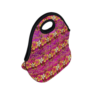 Golden Daisies Magenta pattern : Insulated Lunch Bag 12" x 11" x 6.3"  -  Free standard shipping