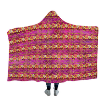 Load image into Gallery viewer, Golden Daisies Magenta pattern : Cloak  Hooded Blanket,  Polar Fleece-  3 Sizes: 40&quot;x50,  50&quot;x60&quot;,  60&quot;x80&quot;  - Free standard shipping
