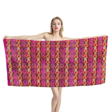 Load image into Gallery viewer, Golden Daisies - Magenta pattern: Large body towel for Bath and the sea - 35&#39;&#39; x 59&#39;&#39; -  90cm x 150cm  - Free standard shipping
