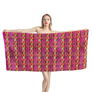 Golden Daisies - Magenta pattern: Large body towel for Bath and the sea - 35'' x 59'' -  90cm x 150cm  - Free standard shipping