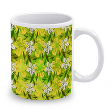 Load image into Gallery viewer, Golden Daisies Green pattern : Classic mug - 11oz: 3.8” h x 3.2” diameter -  Free standard shipping
