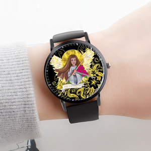 Prosperity Angel : Black Plastic Quartz Watch in premium gift box - 1.6 × 1.6" - Free standard shipping