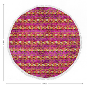 Golden Daisies Magenta pattern : Round picnic or beach  Mat - 150cm x 150cm - 59'' x 59'' -  Free standard shipping